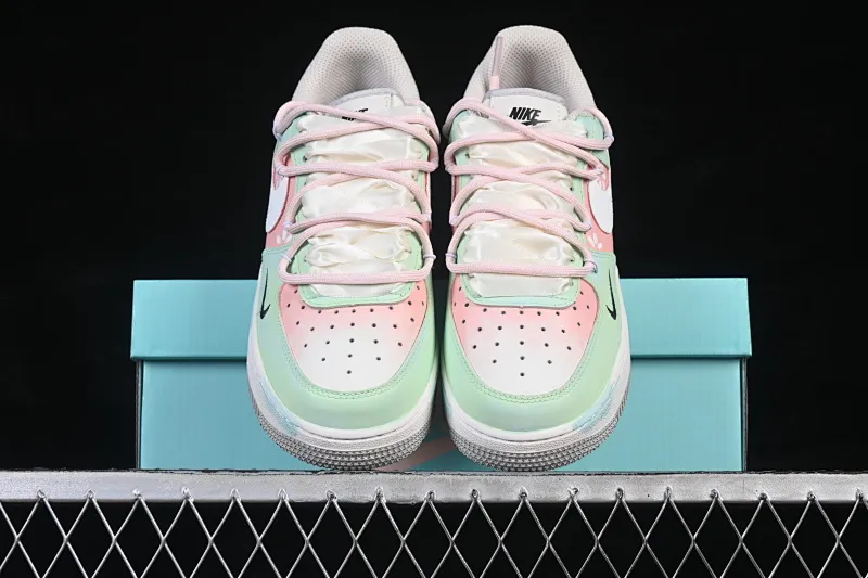 All categories Nk Air Force 1 Air Force series Nk Air Force 1 Low Air Force low top Nike Air Force 1'07 Low "Pink Cherry & Mint" Hand-painted graffiti Pink Cherry Mint Air Force One customized sneakers FB1839-818